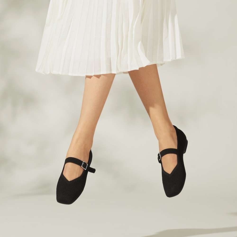 VIVAIA Margot Mary-Jane Black Knit Flats Women's US 8 / EU 39 NIB